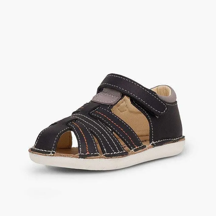 Sandalias<Pisamonas Sandalias Piel Niño Con Tira Adherente Cangrejera