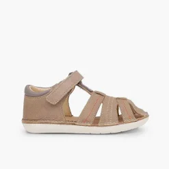 Sandalias<Pisamonas Sandalias Piel Niño Con Tira Adherente Cangrejera