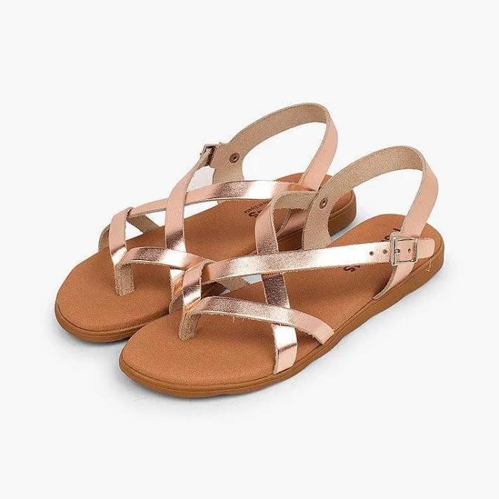 Sandalias<Pisamonas Sandalias Romanas Niña Y Mujer Tiras Metalizadas