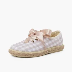Zapatillas<Pisamonas Zapatillas Cuadros Vichy Y Yute Cordones Raso