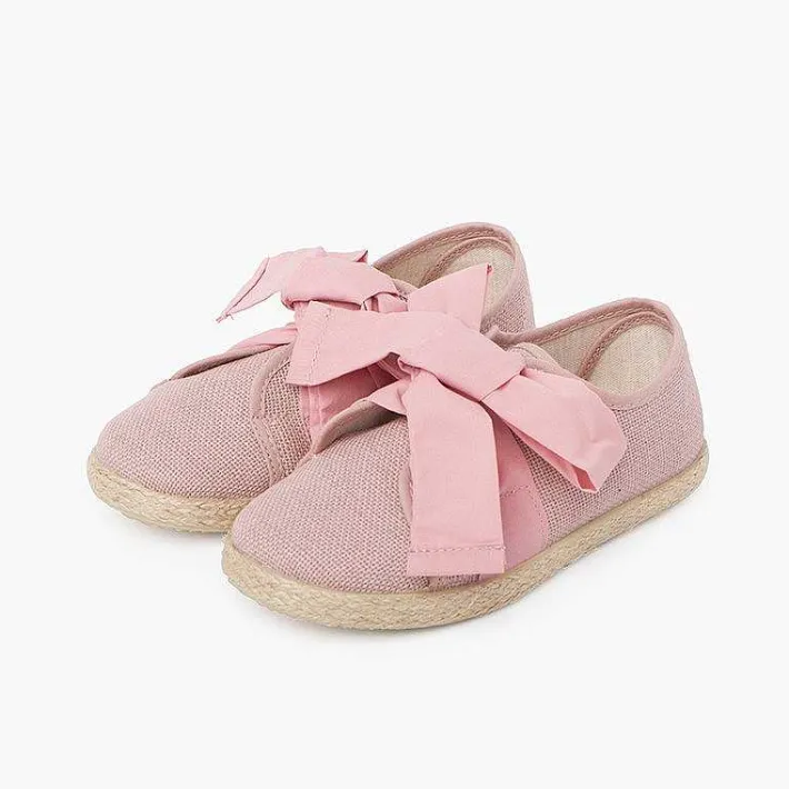 Zapatillas<Pisamonas Zapatillas Lino Con Lazo Y Banda De Yute
