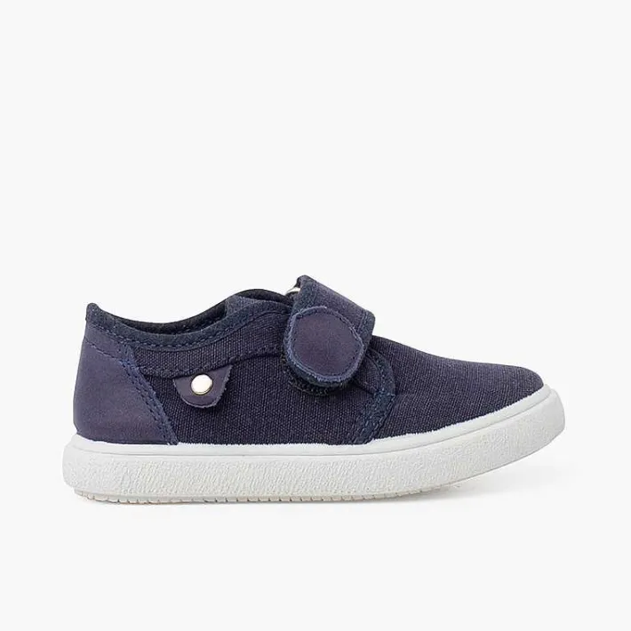 Zapatillas<Pisamonas Zapatillas Lona Cierre Adherente Detalle Piel Color Azul Jeans