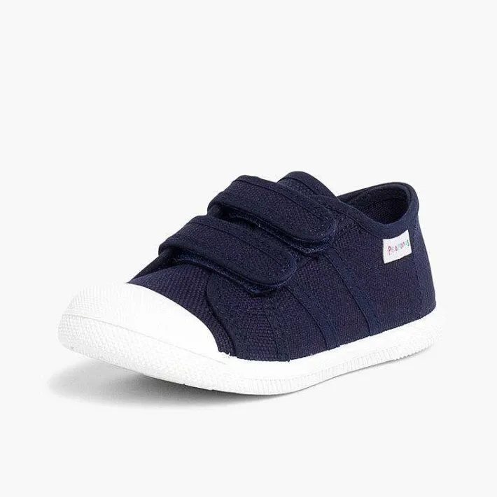 Zapatos Colegiales<Pisamonas Zapatillas Niños Lona Tiras Adherentes
