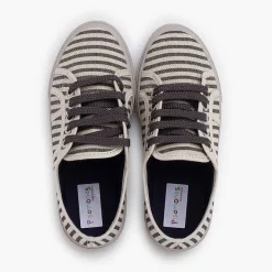 Zapatillas<Pisamonas Zapatillas Rayas Suela Ancha Color Crudo Y Gris