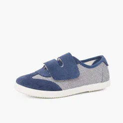 Zapatillas<Pisamonas Zapatillas Rayas Y Serraje Con Tira Adherente Doble