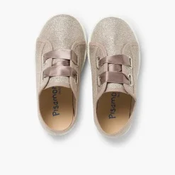 Zapatillas<Pisamonas Zapatillas Tejido Metalizado Lazo Raso