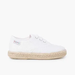 Zapatillas<Pisamonas Zapatillas Tipo Alpargatas Tela Bordado Suizo Color Blanco