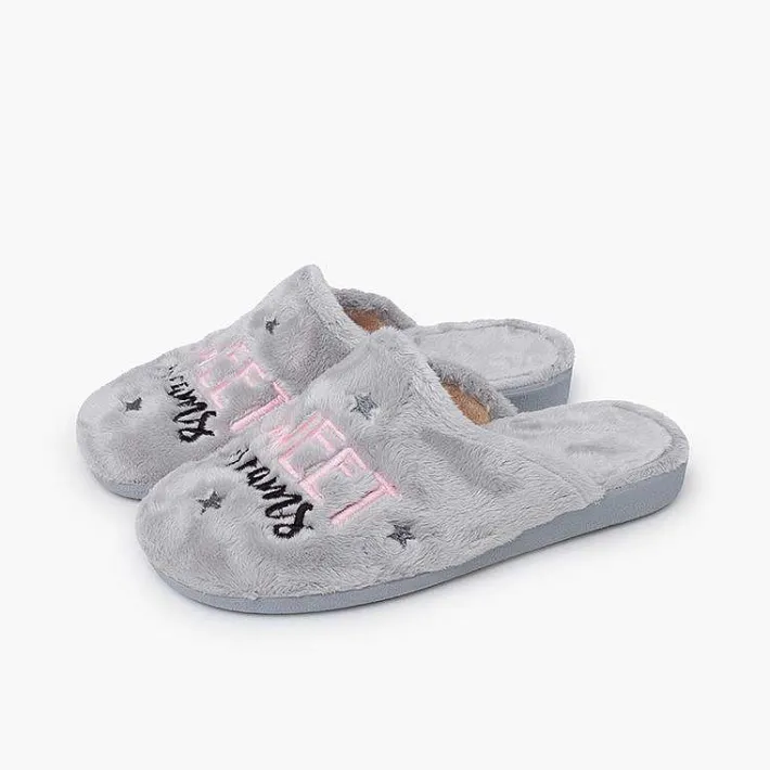 Zapatillas Casa<Pisamonas Zapatillas Zueco Casa Mensaje Color Gris