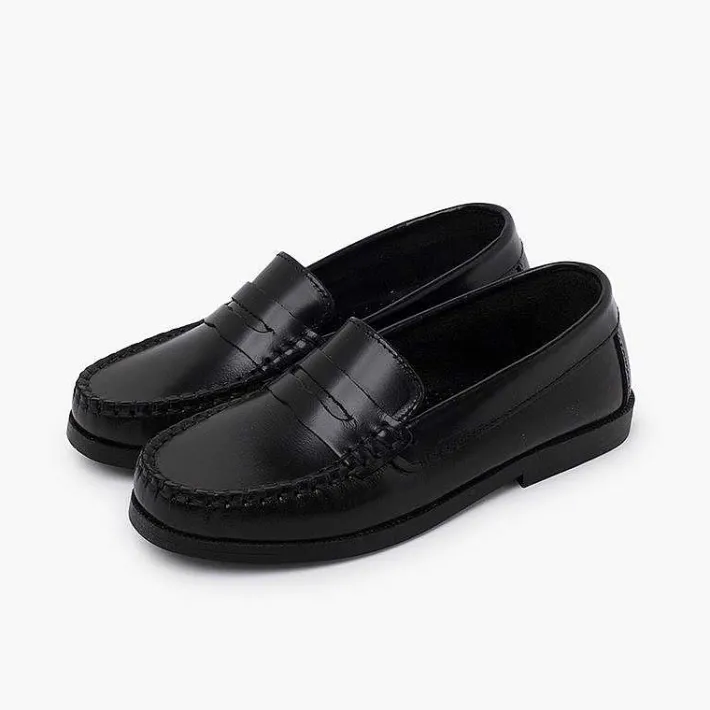 Zapatos Colegiales<Pisamonas Zapatos Castellanos Mocasines De Piel Para Niño