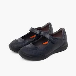 Zapatos Colegiales<Pisamonas Zapatos Colegiales Biomecanics Niña Con Picado Color Azul Marino