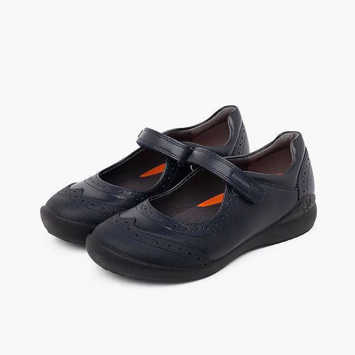 Zapatos Colegiales<Pisamonas Zapatos Colegiales Biomecanics Niña Con Picado Color Azul Marino