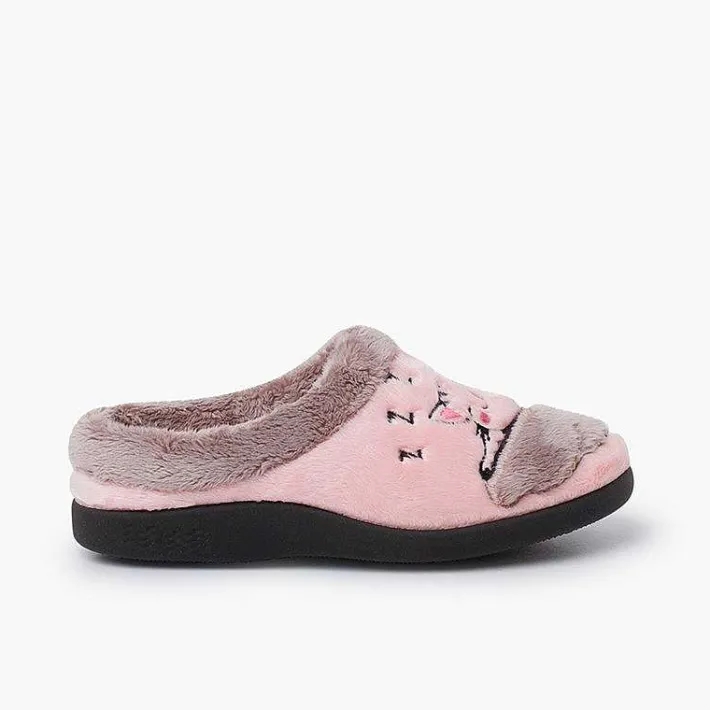 Zapatillas Casa<Pisamonas Zuecos Bicolor Casa Gato Color Rosa